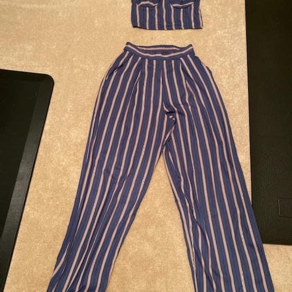 Blue and orange striped two piece set! - Picture 2 of 2